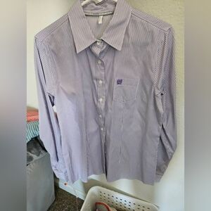 Cinch Womens  Lavender Striped Button Down Shirt